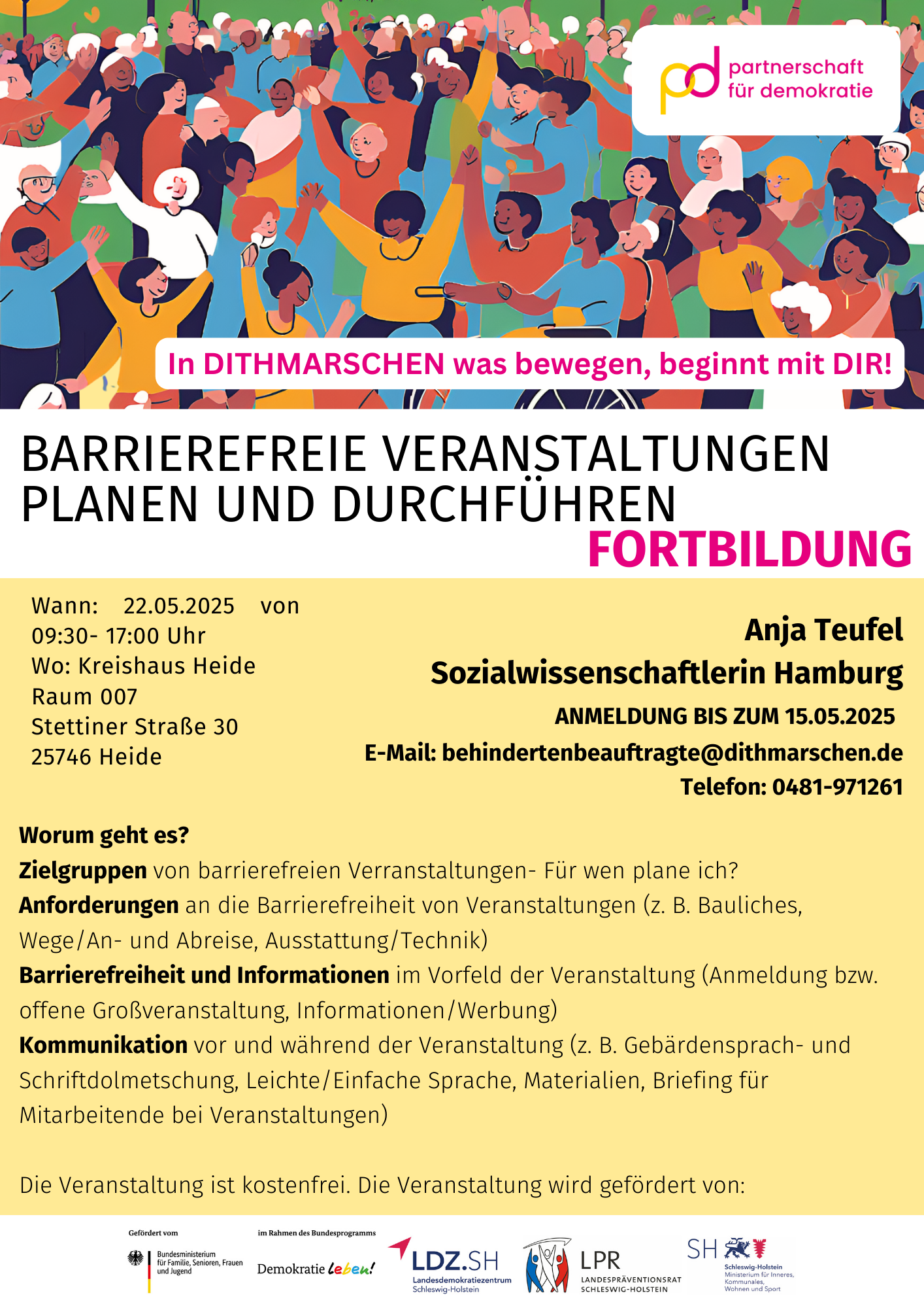 Hinweis und Inhalt der Fortbildung Barrierefreie Veranstaltungen planen und durchführen 22.05.2025